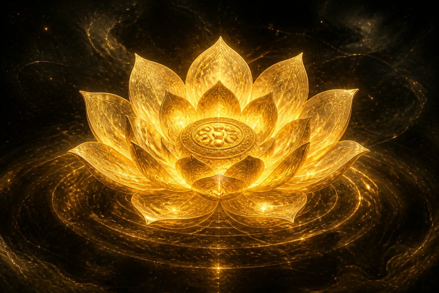 Portrait of Twelve-Ranked Golden Lotus of Merit: Finest primordial numinous treasure / lotus throne of the sect