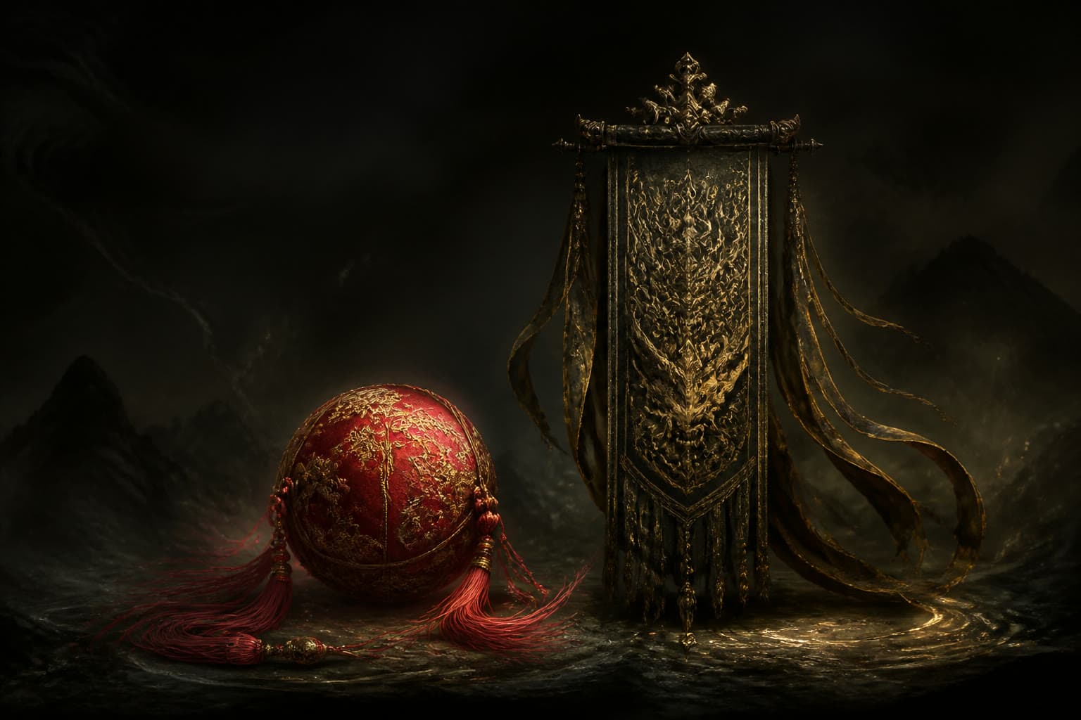 Portrait of Red Embroidered Ball and Demon-Summoning Banner: Treasure of Wahuang Palace