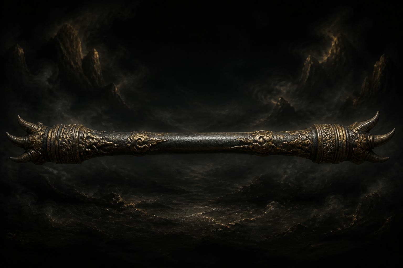 Portrait of Mixed-Iron Staff: Divine weapon of a demon king
