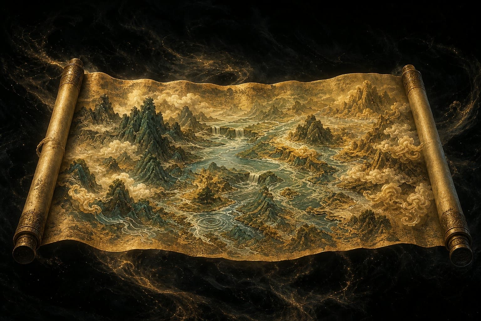 Portrait of Map of Mountains and Rivers: Finest primordial numinous treasure