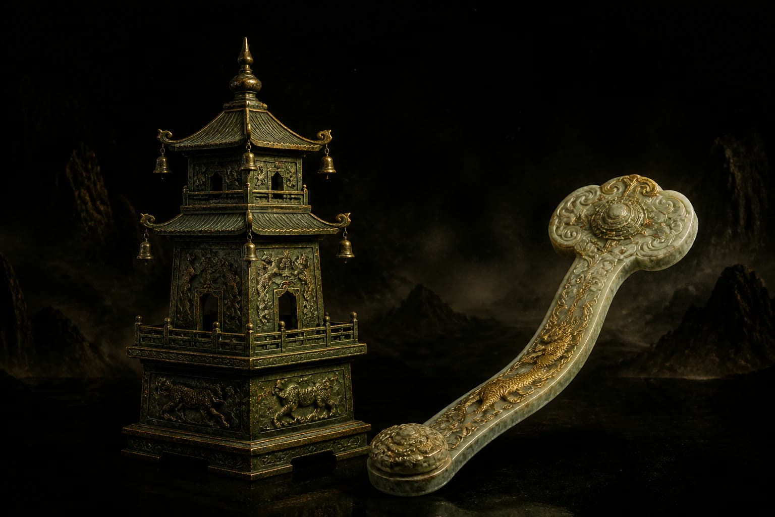 Portrait of Four-Symbol Pagoda and Dragon-Tiger Ruyi: Treasure of a Jie personal disciple