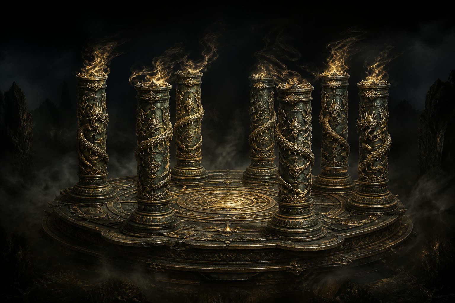 Portrait of Heaven-Reaching Divine Fire Pillars: Demon-refining treasure of Mount Zhongnan