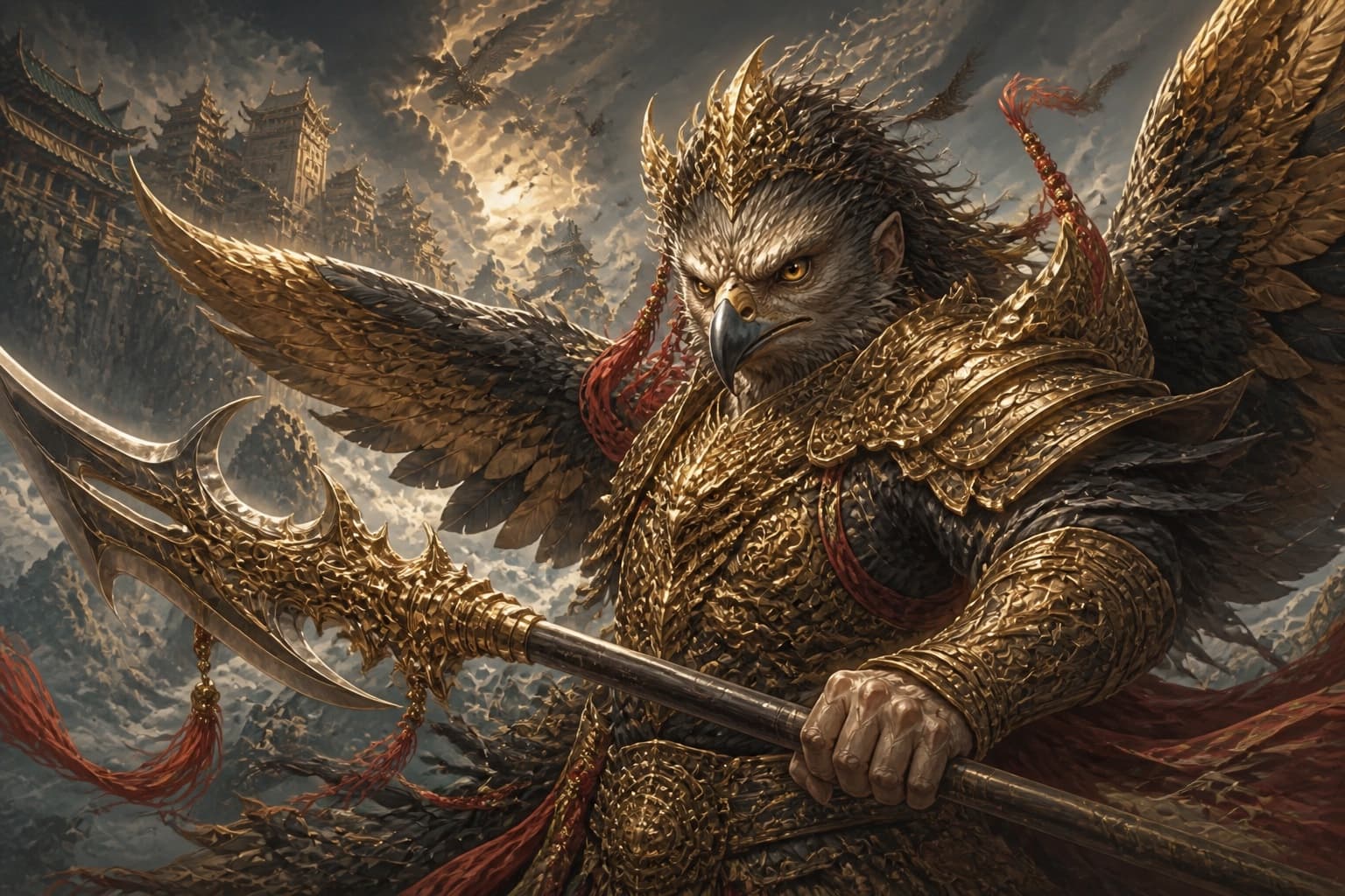 Portrait of Golden-Winged Great Peng: Third of the three demons of Lion Camel Ridge