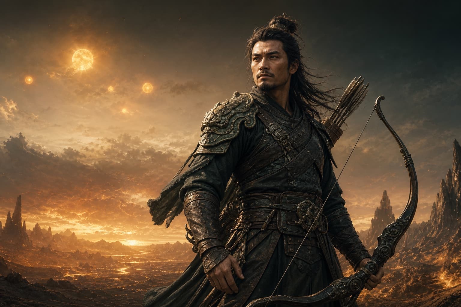 Portrait of Hou Yi: The archer who shot down the suns