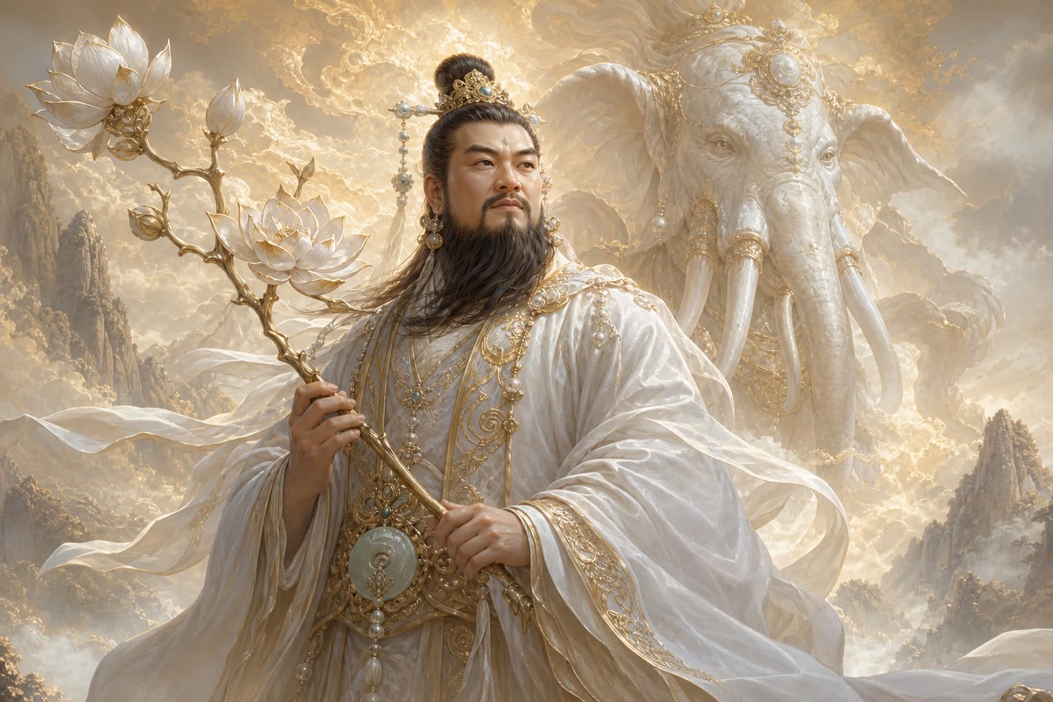 Portrait of Puxian Zhenren: One of the Twelve Golden Immortals