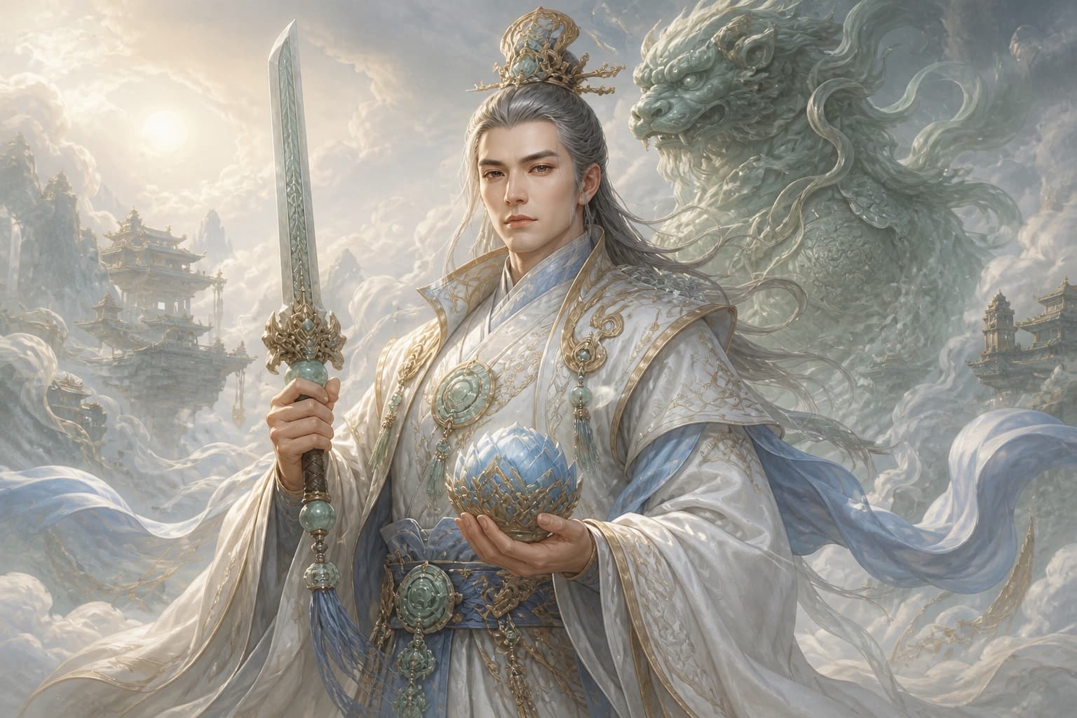 Portrait of Wenshu Guangfa Tianzun: One of the Twelve Golden Immortals