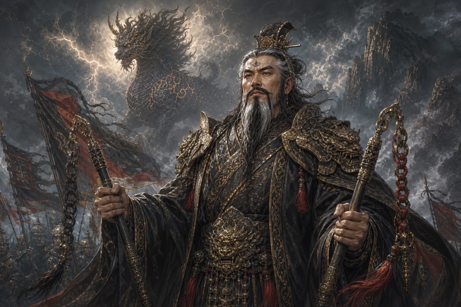 Portrait of Wen Zhong: Grand Preceptor of Shang · god of the thunder department